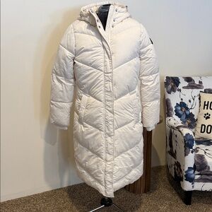 Madden Girl Cream Long Puffer Coat